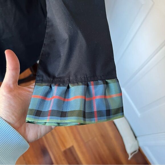 NWT Pearly Vine Black Ruffled Tartan Collar Button down blouse Small Petite - Picture 3 of 5